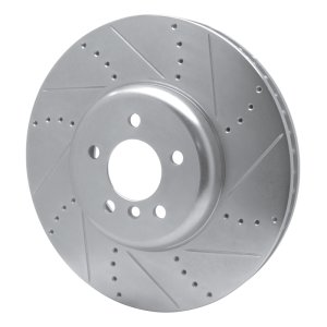 BMW 750I Brake Rotor (1) - Right Front - R1 Concepts - Drilled & Slotted - Silver - `09-`17